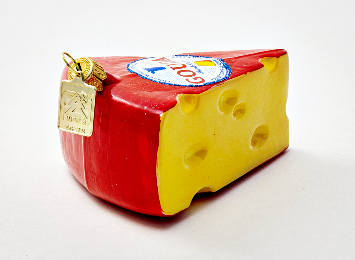 Елочная игрушка «Сыр Gouda» Стекло. 80 x 60 мм.