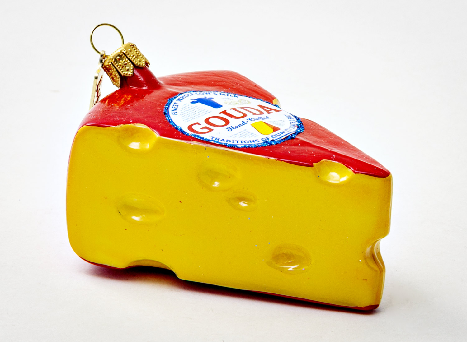 Елочная игрушка «Сыр Gouda» Стекло. 80 x 60 мм.