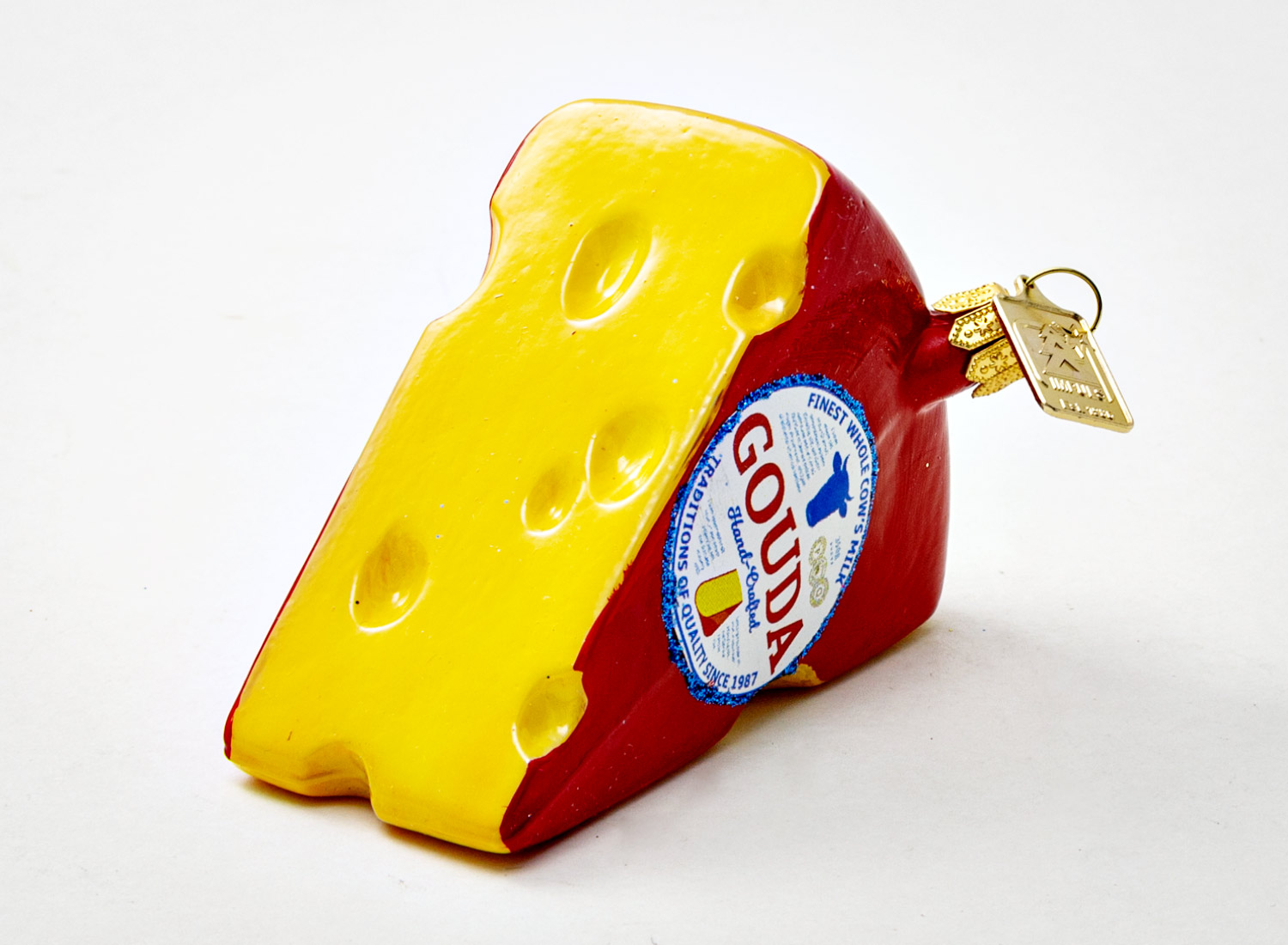 Елочная игрушка «Сыр Gouda» Стекло. 80 x 60 мм.