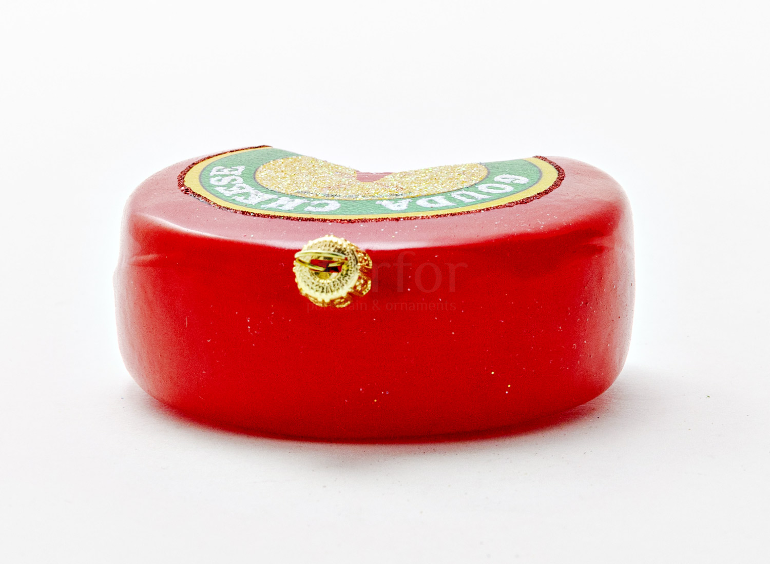 Елочная игрушка «Сыр Gouda» Стекло. 80 x 85 мм.