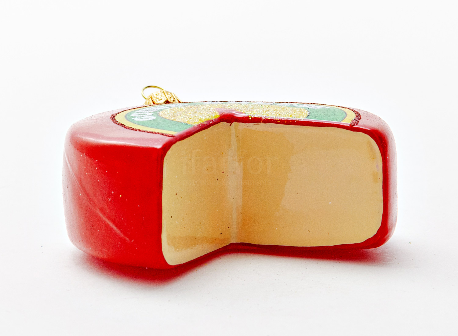 Елочная игрушка «Сыр Gouda» Стекло. 80 x 85 мм.