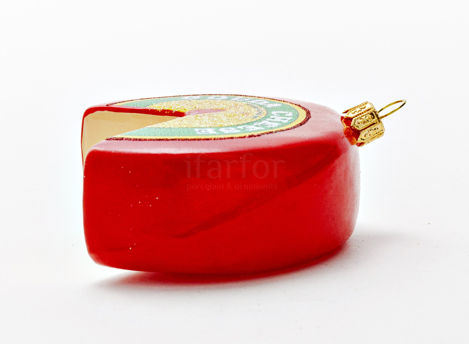 Елочная игрушка «Сыр Gouda» Стекло. 80 x 85 мм.