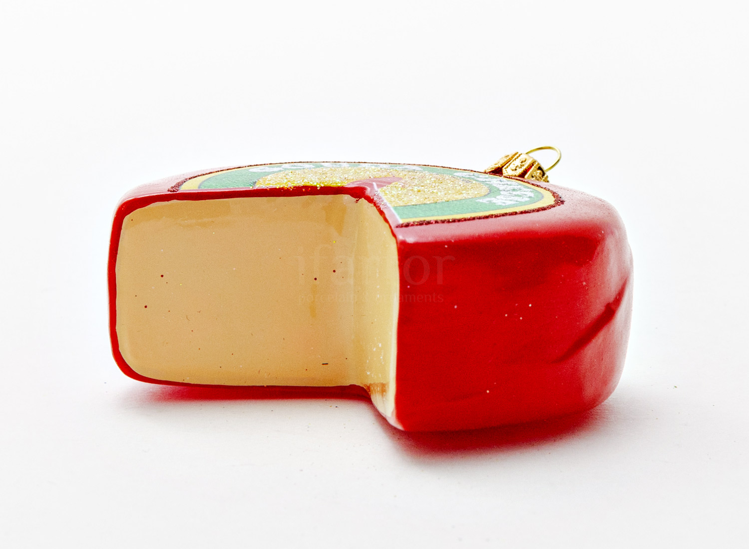 Елочная игрушка «Сыр Gouda» Стекло. 80 x 85 мм.