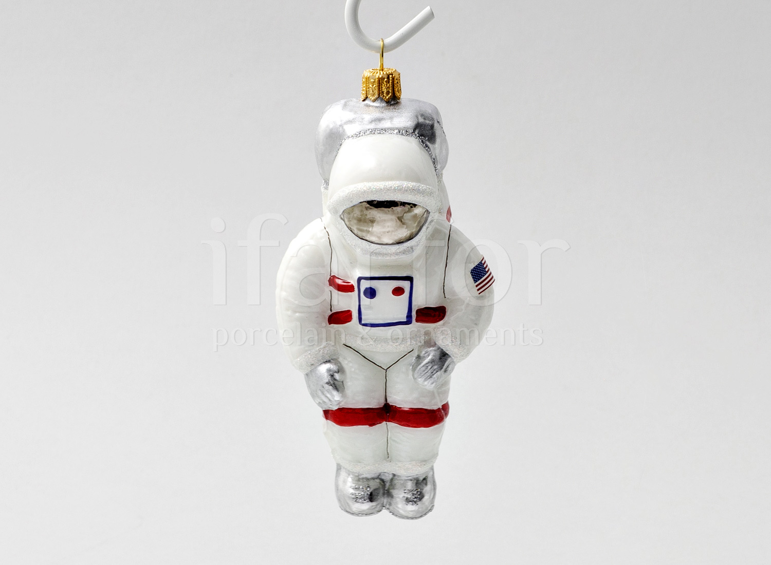 Елочная игрушка «Космонавт Major Tom» Стекло. 65 x 140 мм.
