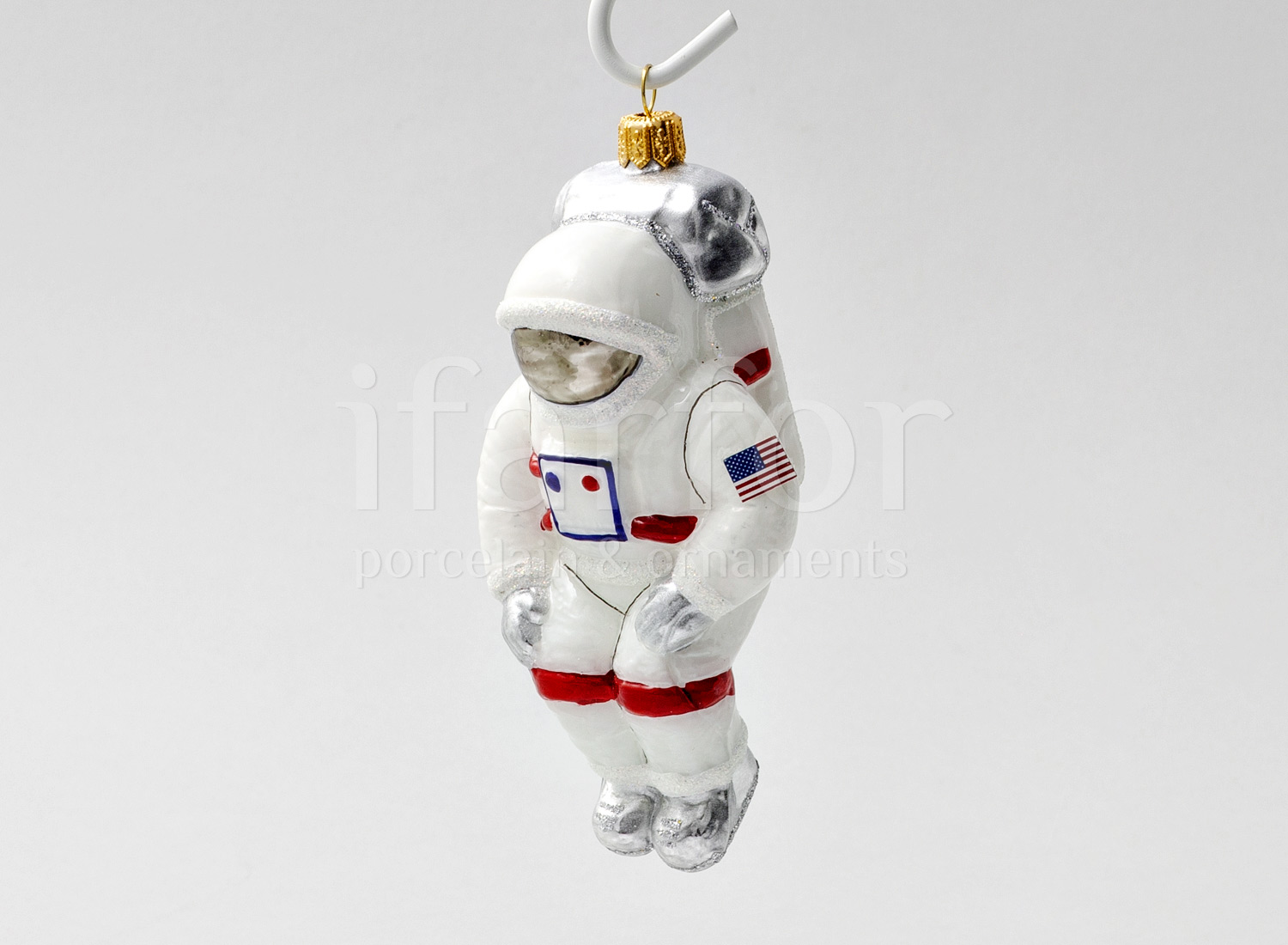 Елочная игрушка «Космонавт Major Tom» Стекло. 65 x 140 мм.