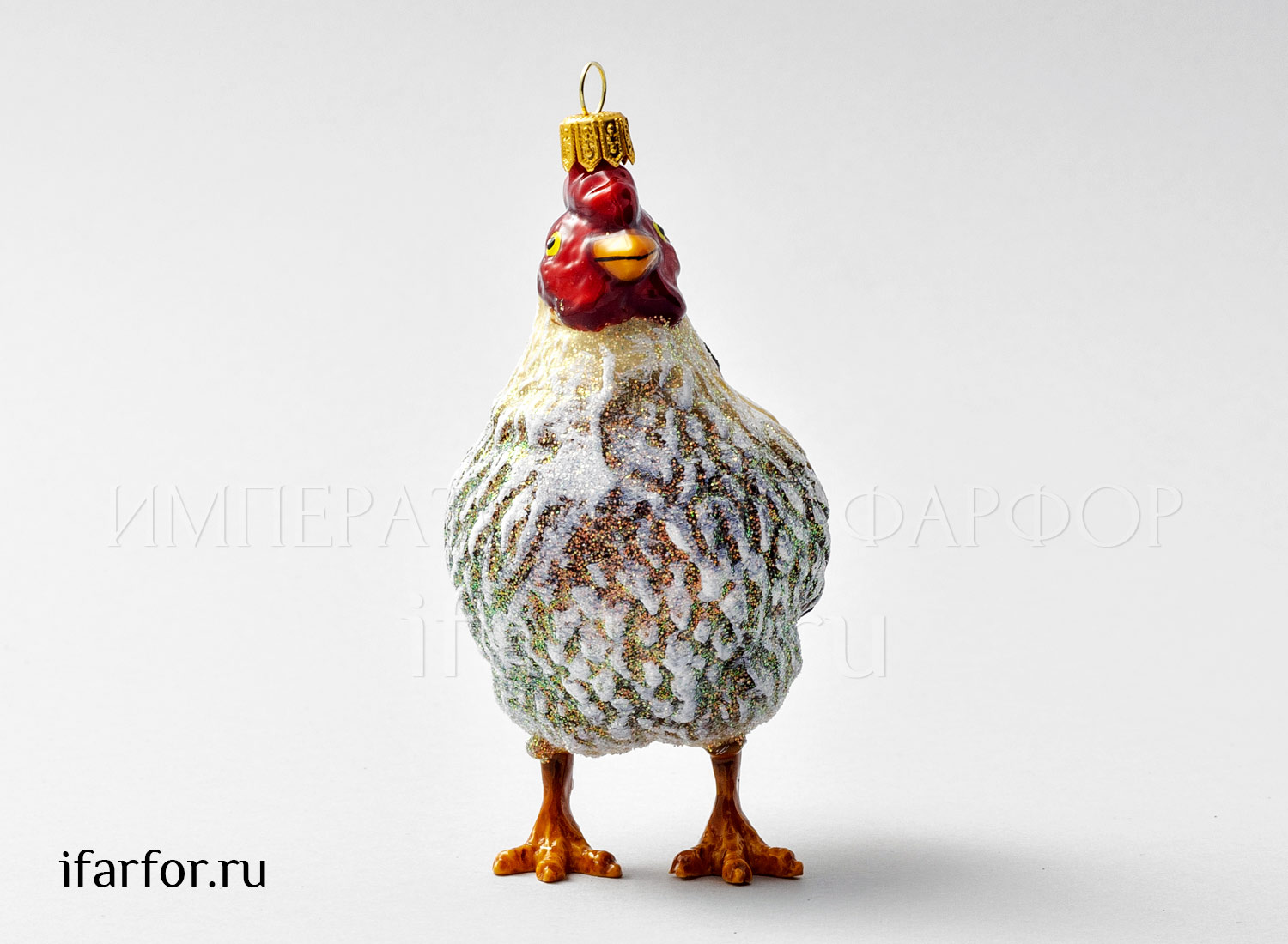 Елочная игрушка «Курочка» Стекло. 80 x 125 мм.