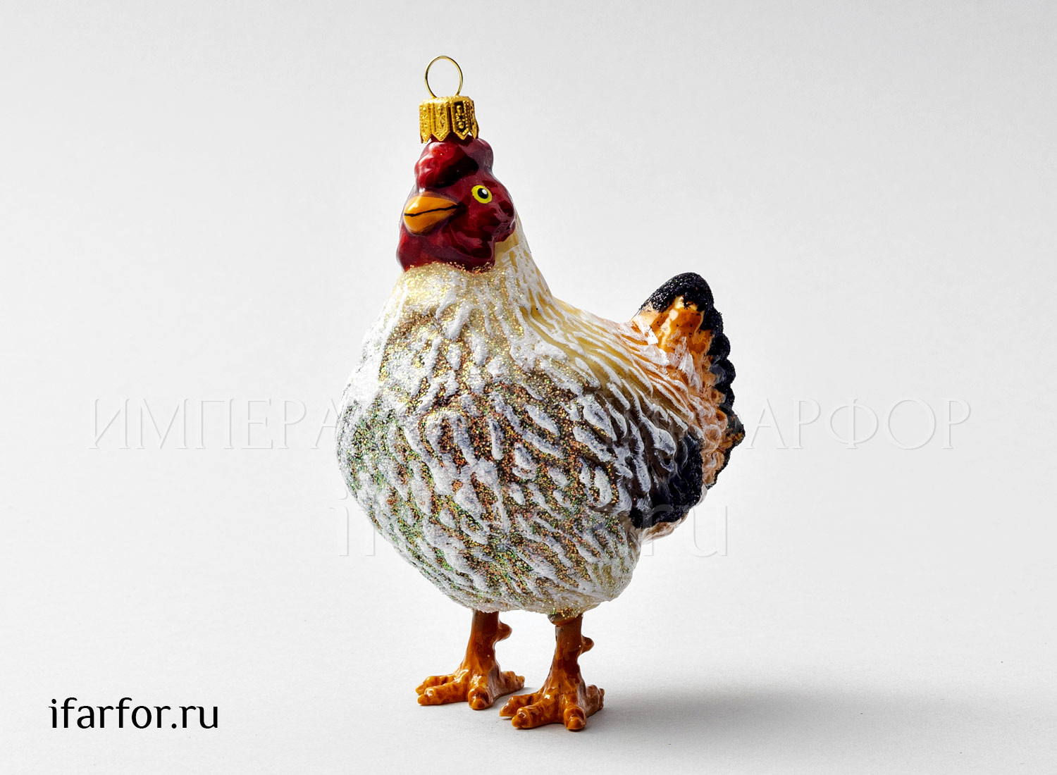Елочная игрушка «Курочка» Стекло. 80 x 125 мм.
