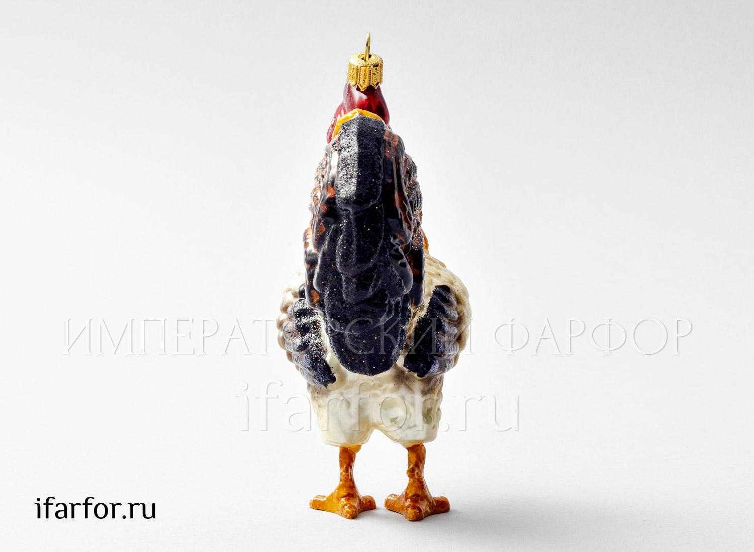 Елочная игрушка «Петух» Стекло. 125 x 145 мм.