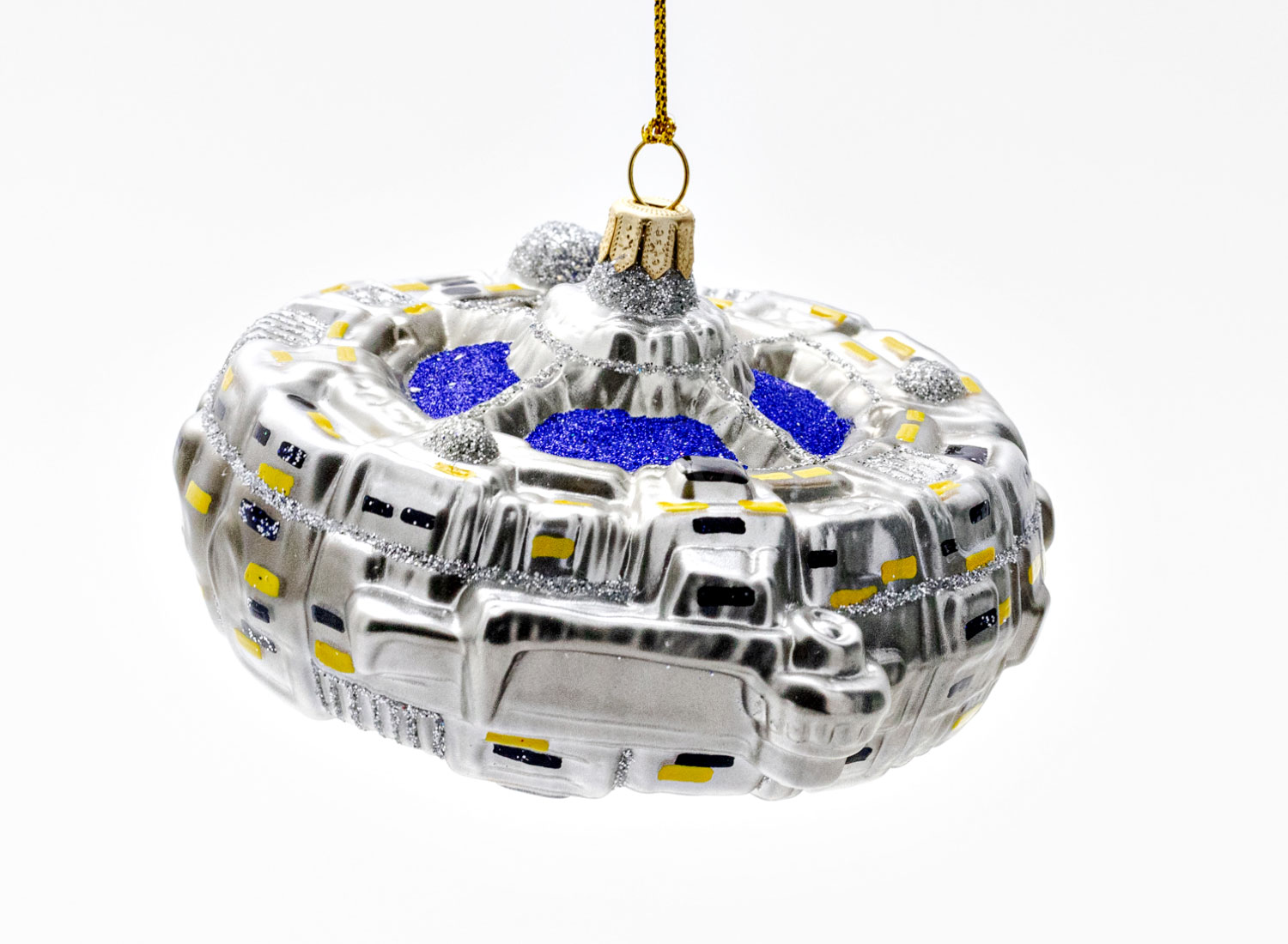 Елочная игрушка «Космическая станция» Стекло. 110 x 70 мм.