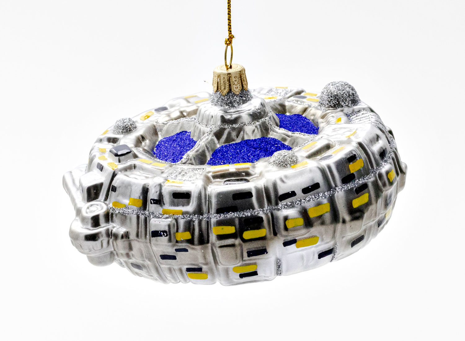Елочная игрушка «Космическая станция» Стекло. 110 x 70 мм.