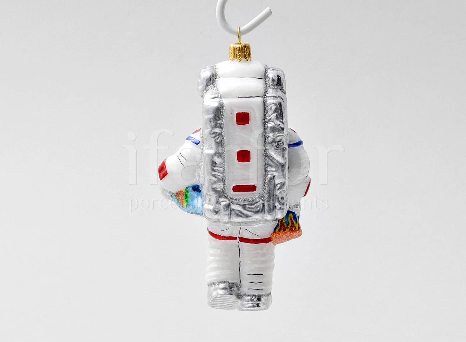 Елочная игрушка «Космонавт Major Tom» Стекло. 70 x 140 мм.
