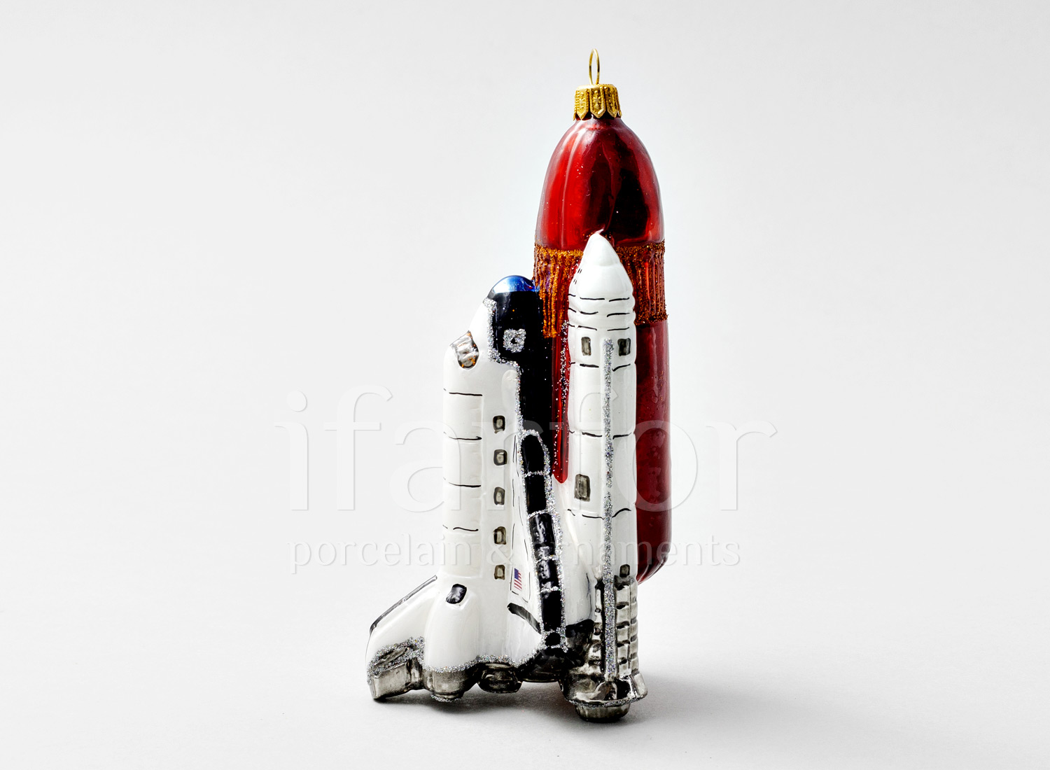Елочная игрушка «Космический корабль Шаттл» Стекло. 85 x 155 мм.