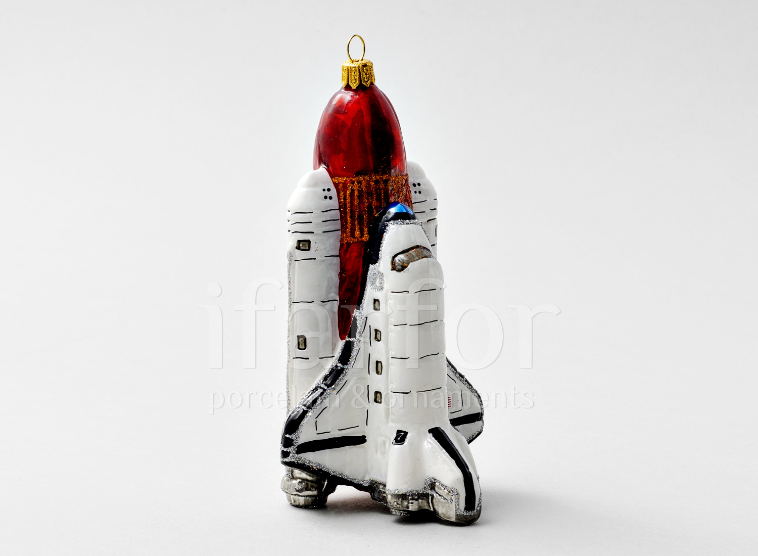 Елочная игрушка «Космический корабль Шаттл» Стекло. 85 x 155 мм.