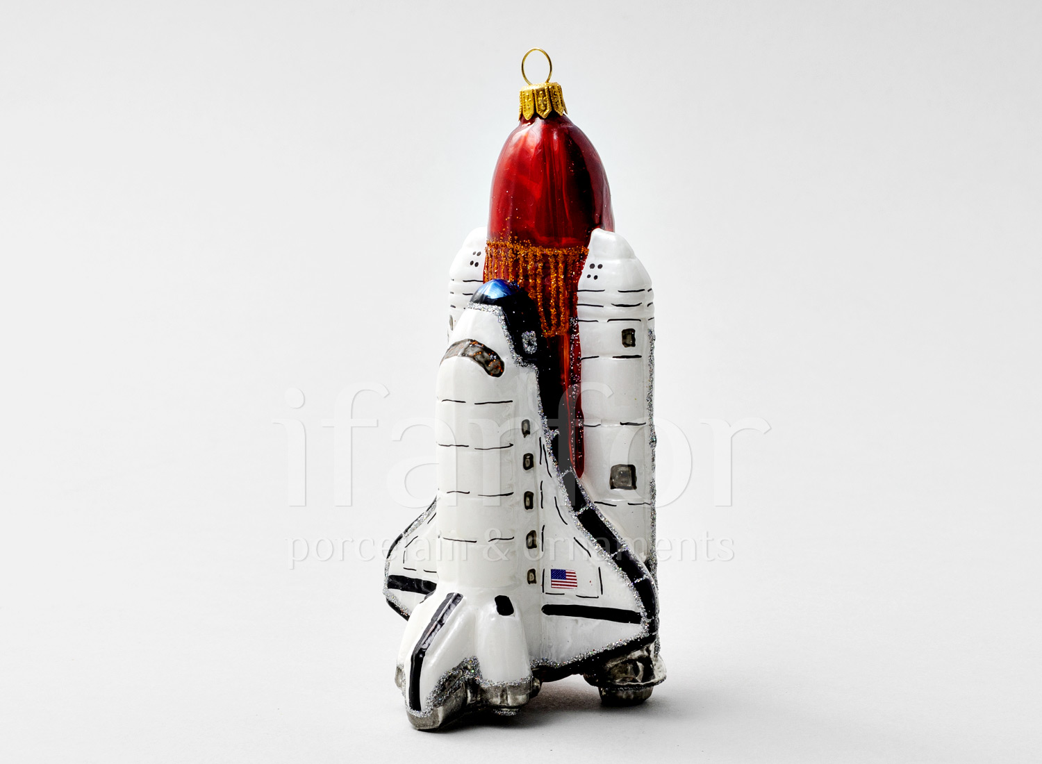 Елочная игрушка «Космический корабль Шаттл» Стекло. 85 x 155 мм.