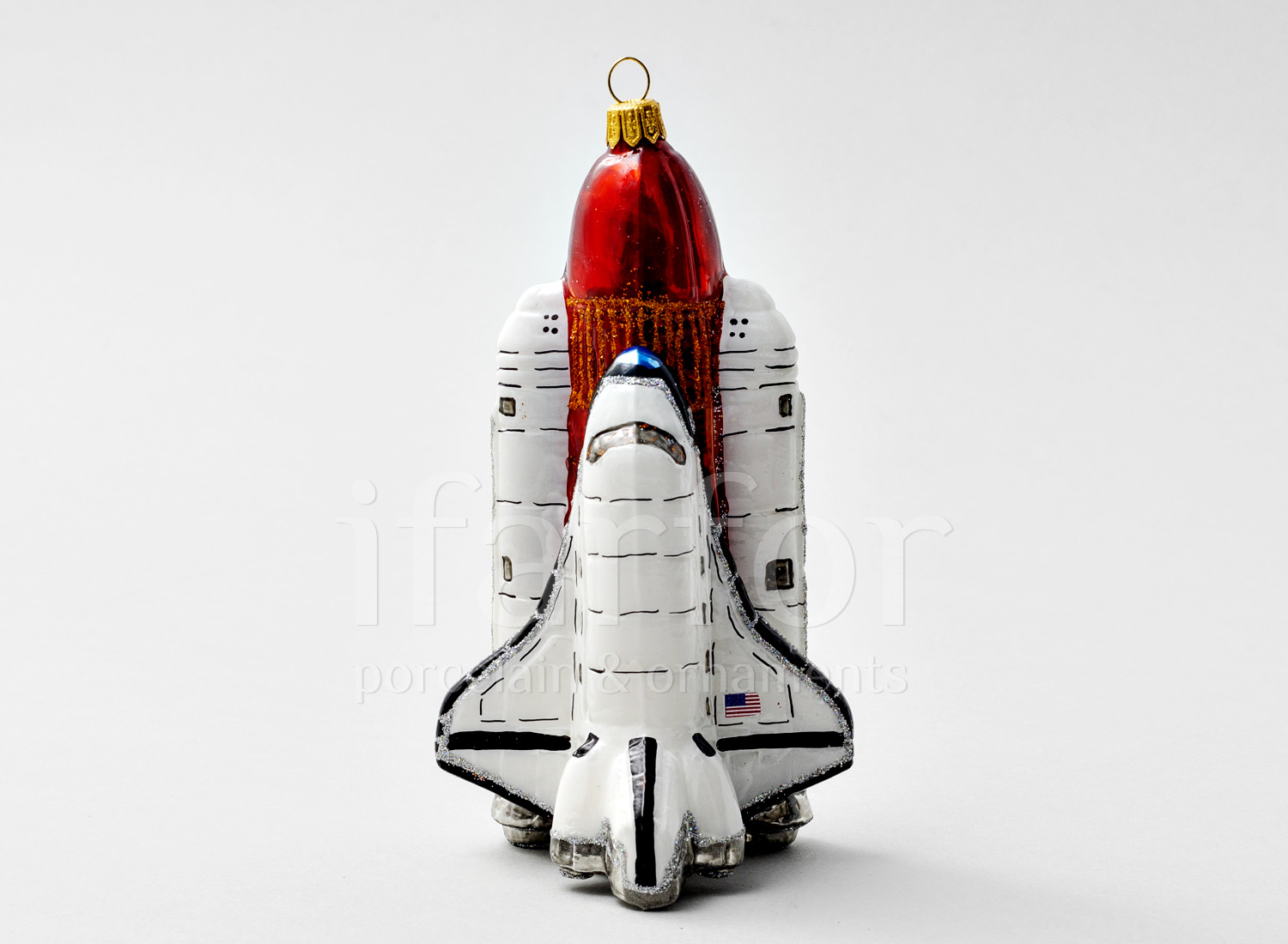Елочная игрушка «Космический корабль Шаттл» Стекло. 85 x 155 мм.