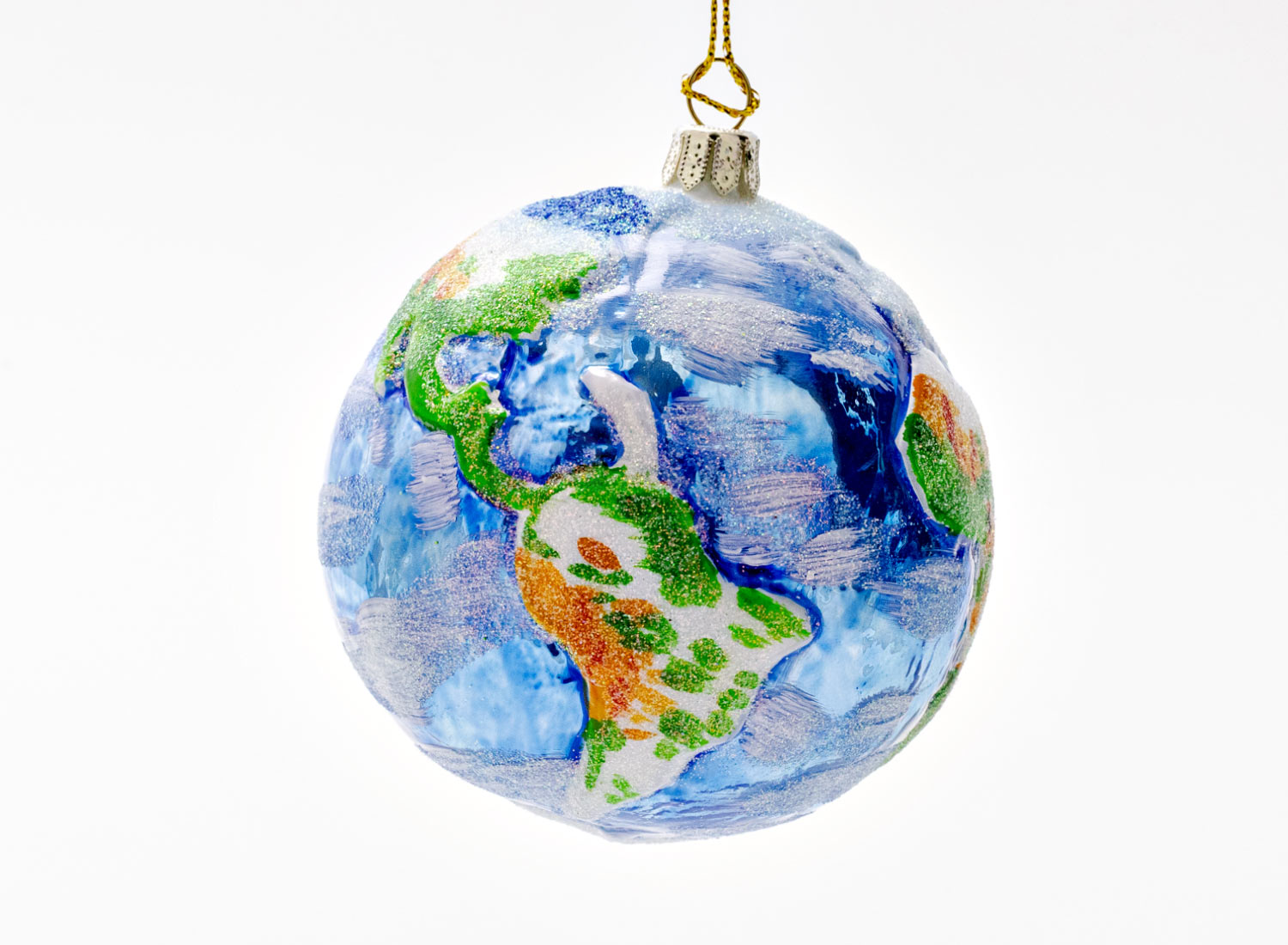 Елочная игрушка «Планета Земля» Стекло. 70 x 85 мм.