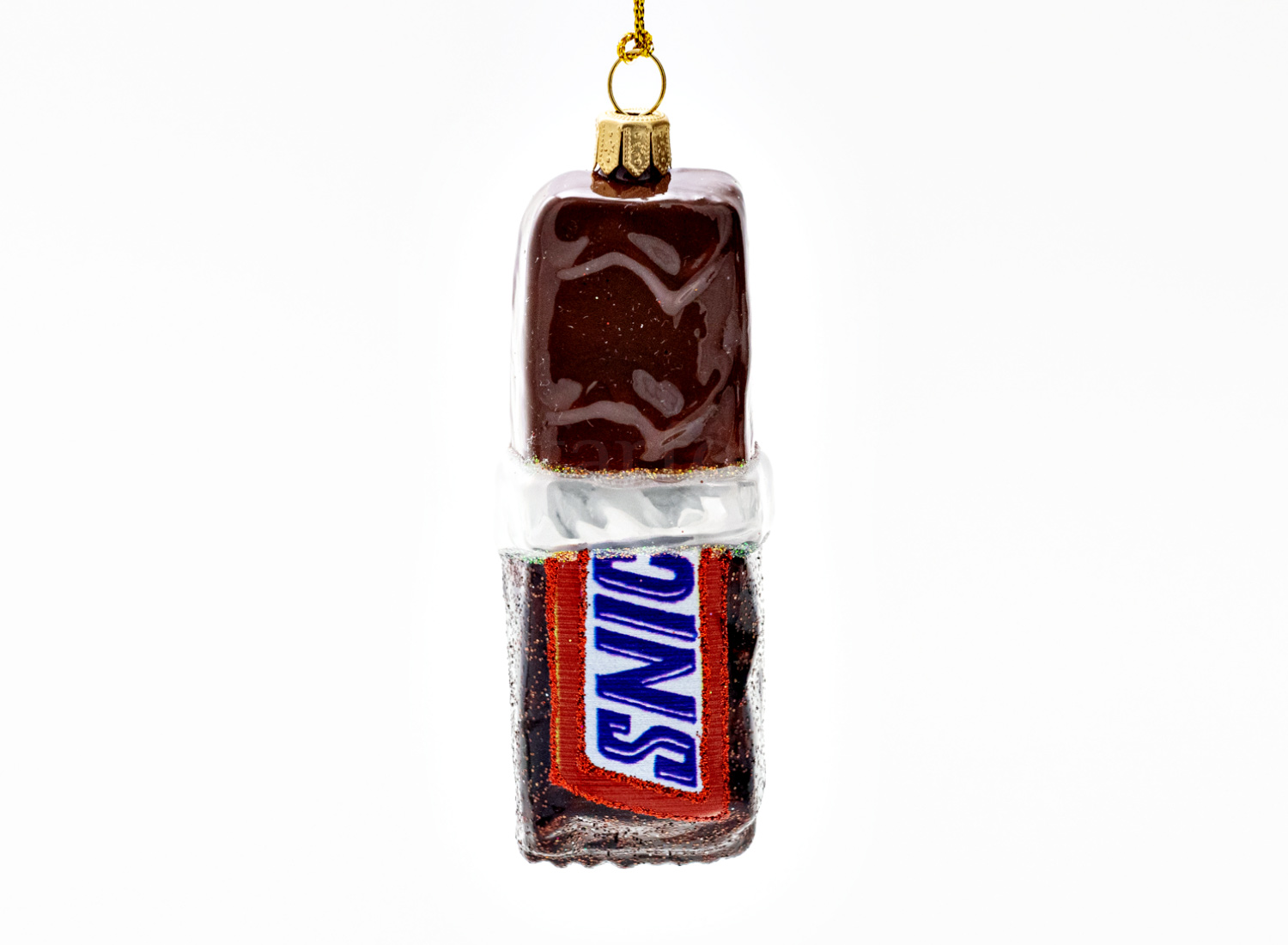 Елочная игрушка «Шоколадный батончик Snickers» Стекло. 40 x 115 мм.