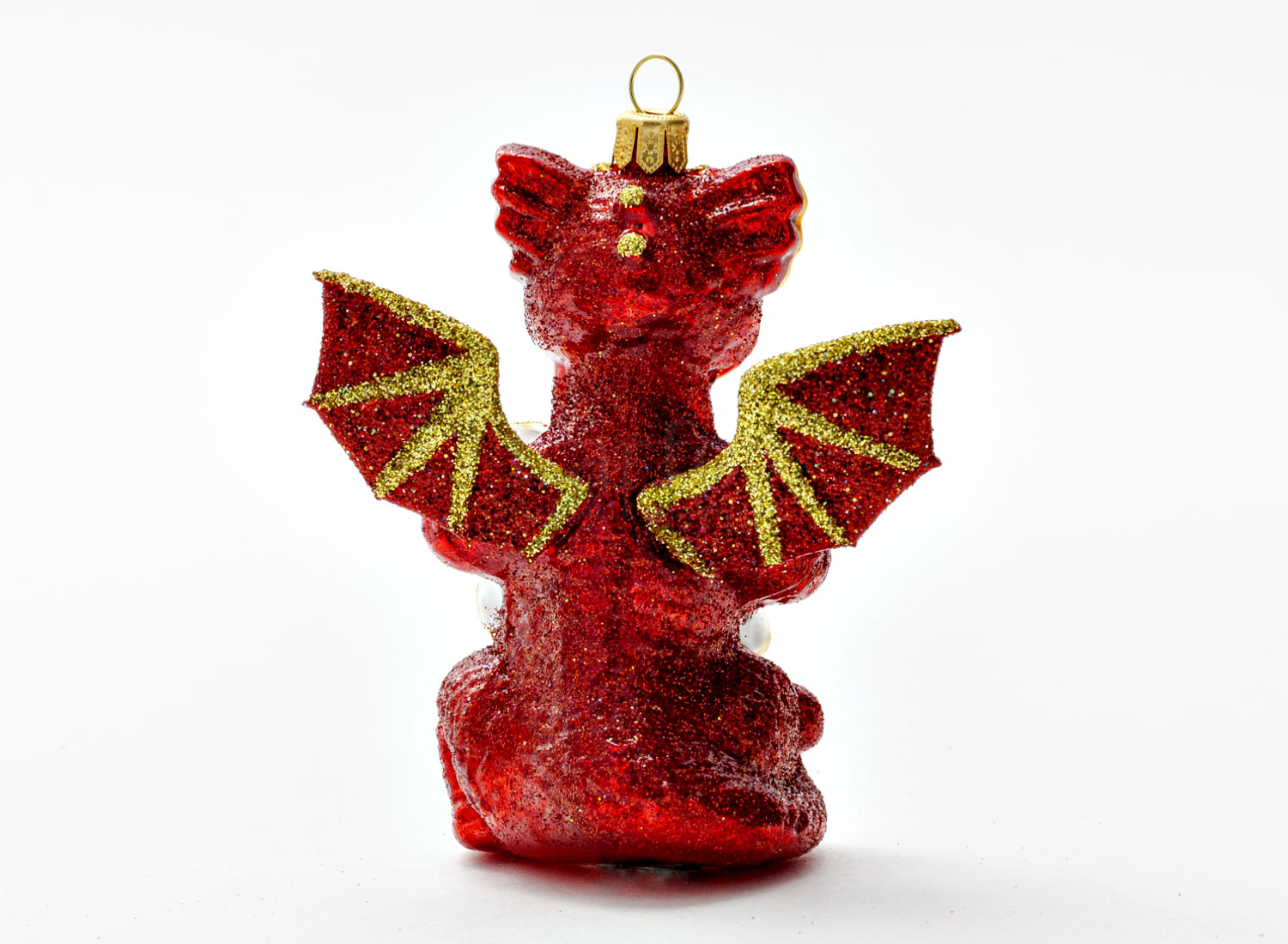 Елочная игрушка «Китайский дракон красный» Стекло. 90 x 105 мм.