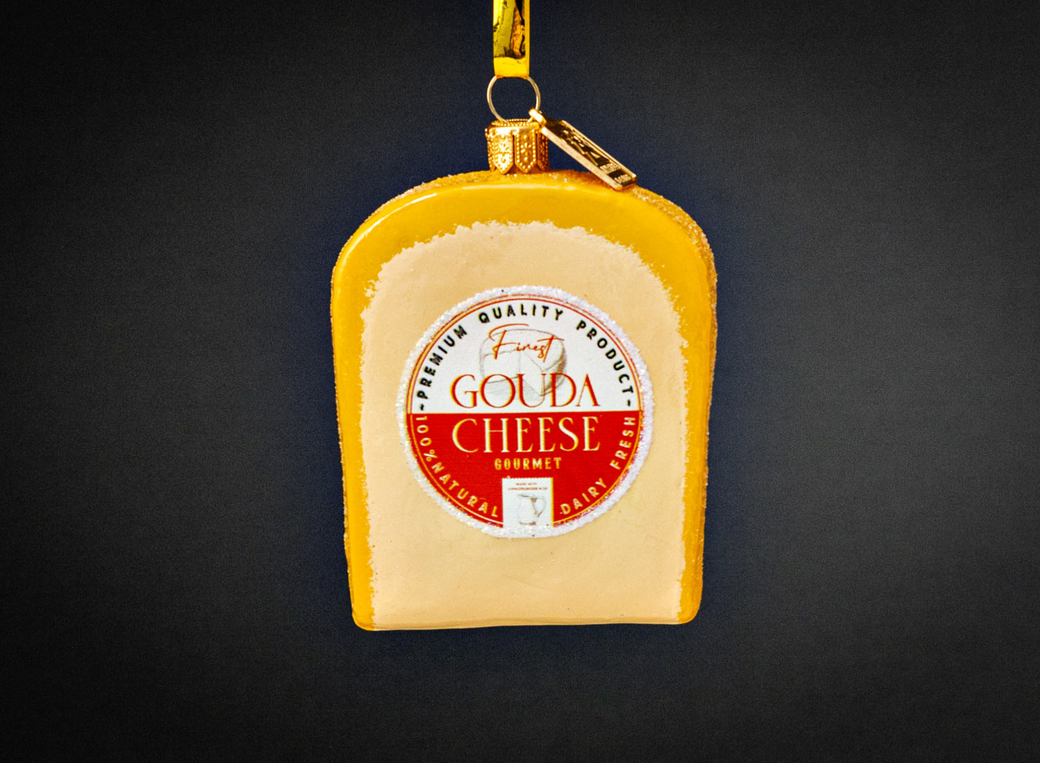 Елочная игрушка «Сыр Gouda» Стекло. 60 x 90 мм.