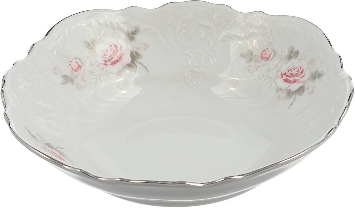 Набор салатников «Бернадотт Серая роза платина» 6 предметов Фарфор. 190 мм.
