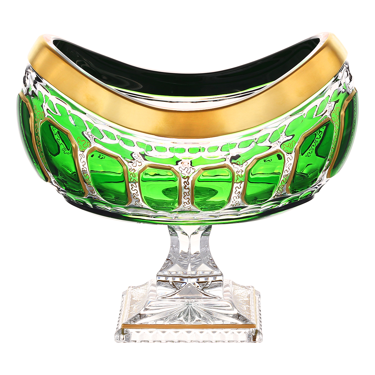 Ладья «Зеленый с золотом» Форма: Antike. Хрусталь. 260 x 105 мм.