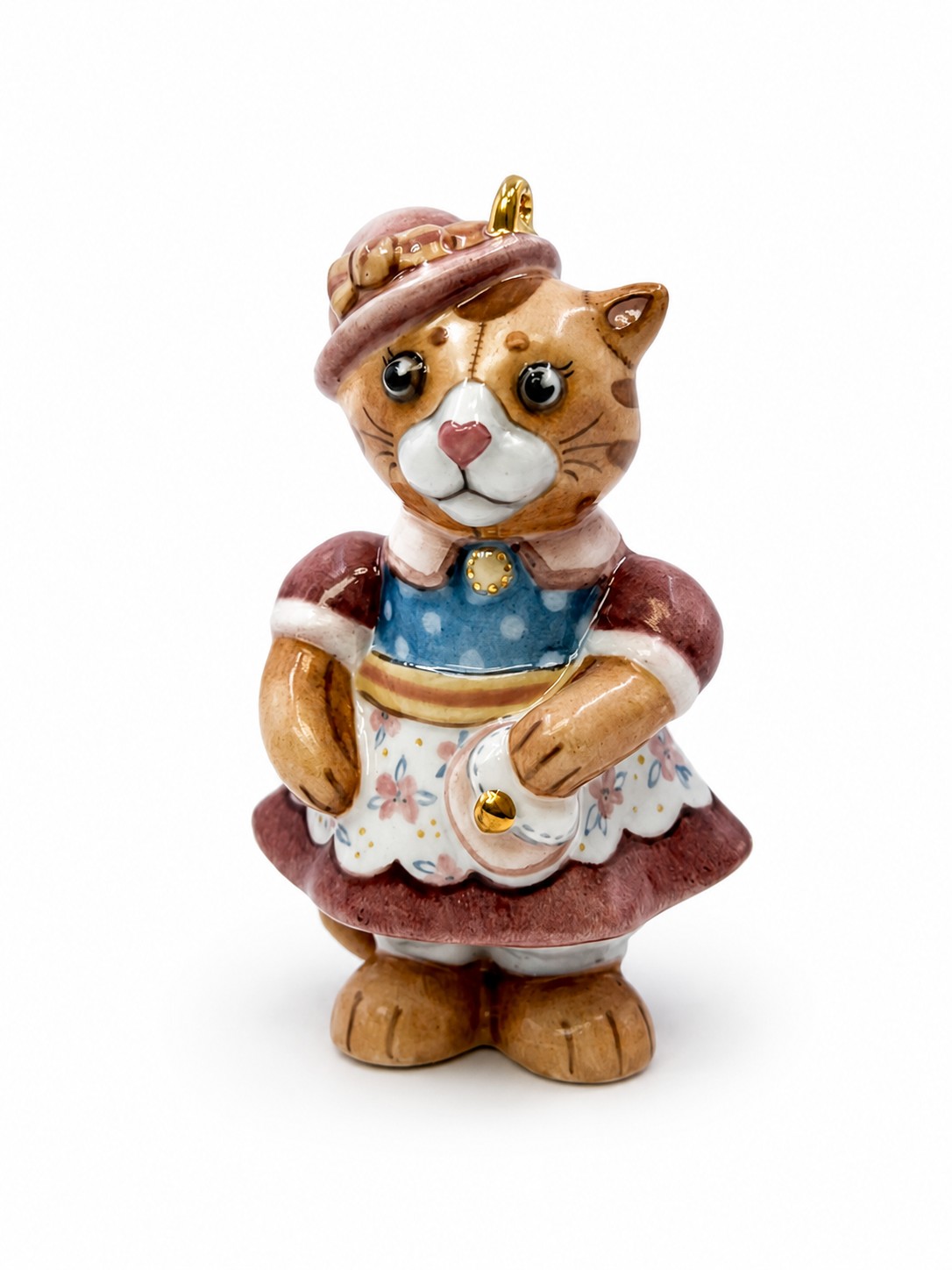 Елочная игрушка «Плюшевая кошечка» Фарфор. 54 x 95 мм.