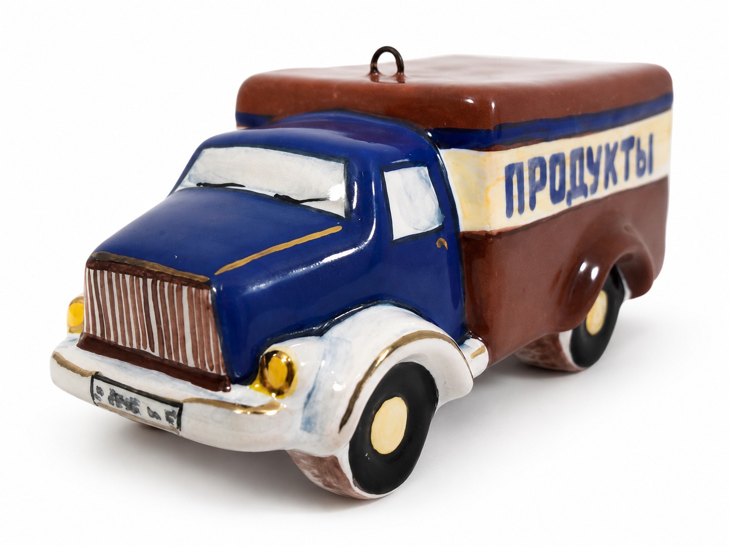 Елочная игрушка «Грузовая машина» Майолика. 72 x 35 мм.