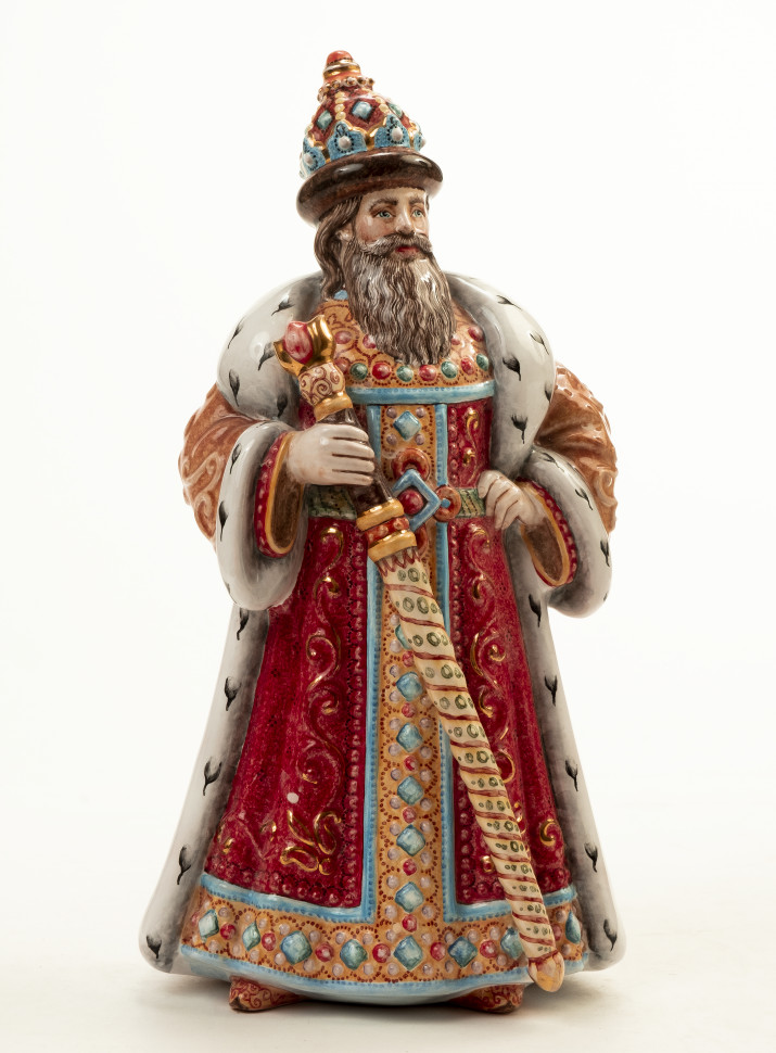 Скульптура «Сказка о золотом петушке. Царь Дадон» Майолика. 125 x 236 мм.