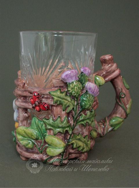 Подстаканник «Чертополох» Майолика. 95 x 115 мм.