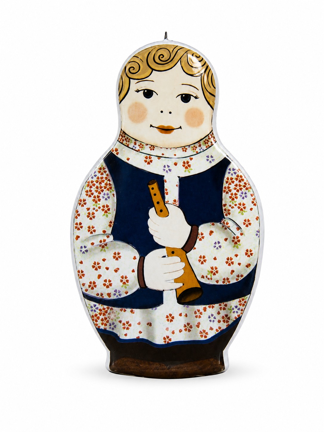 Елочная игрушка «Матрешка - мальчик» Майолика. 53 x 93 мм.