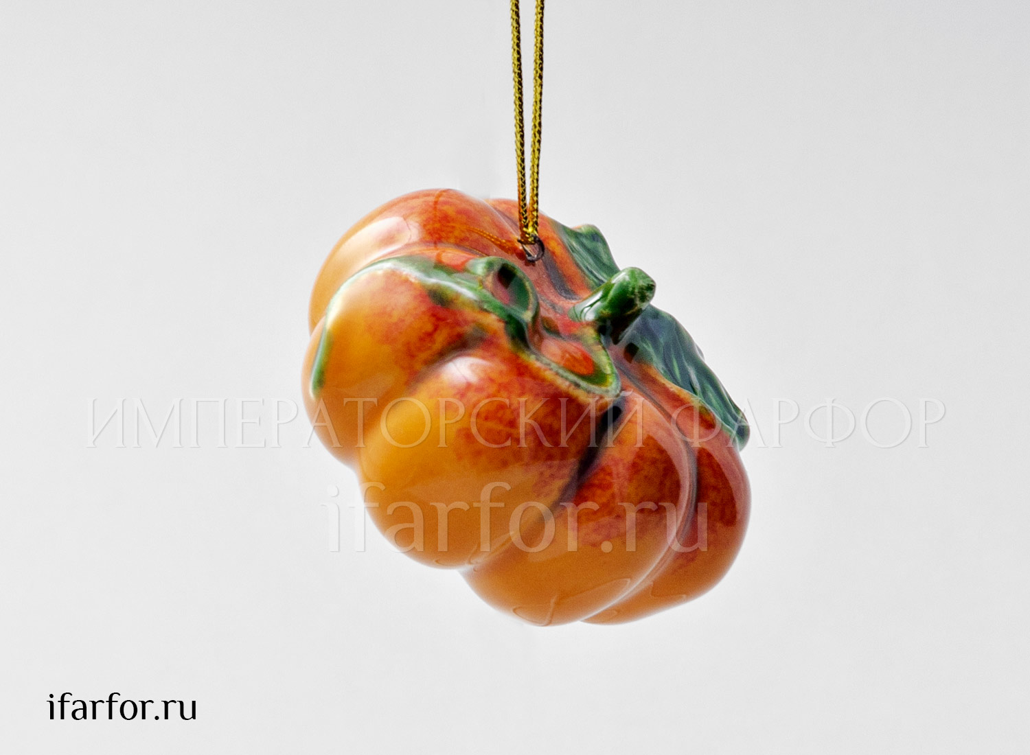 Елочная игрушка «Тыква мини» Форма: Тыква мини. Майолика. 55 x 35 мм.