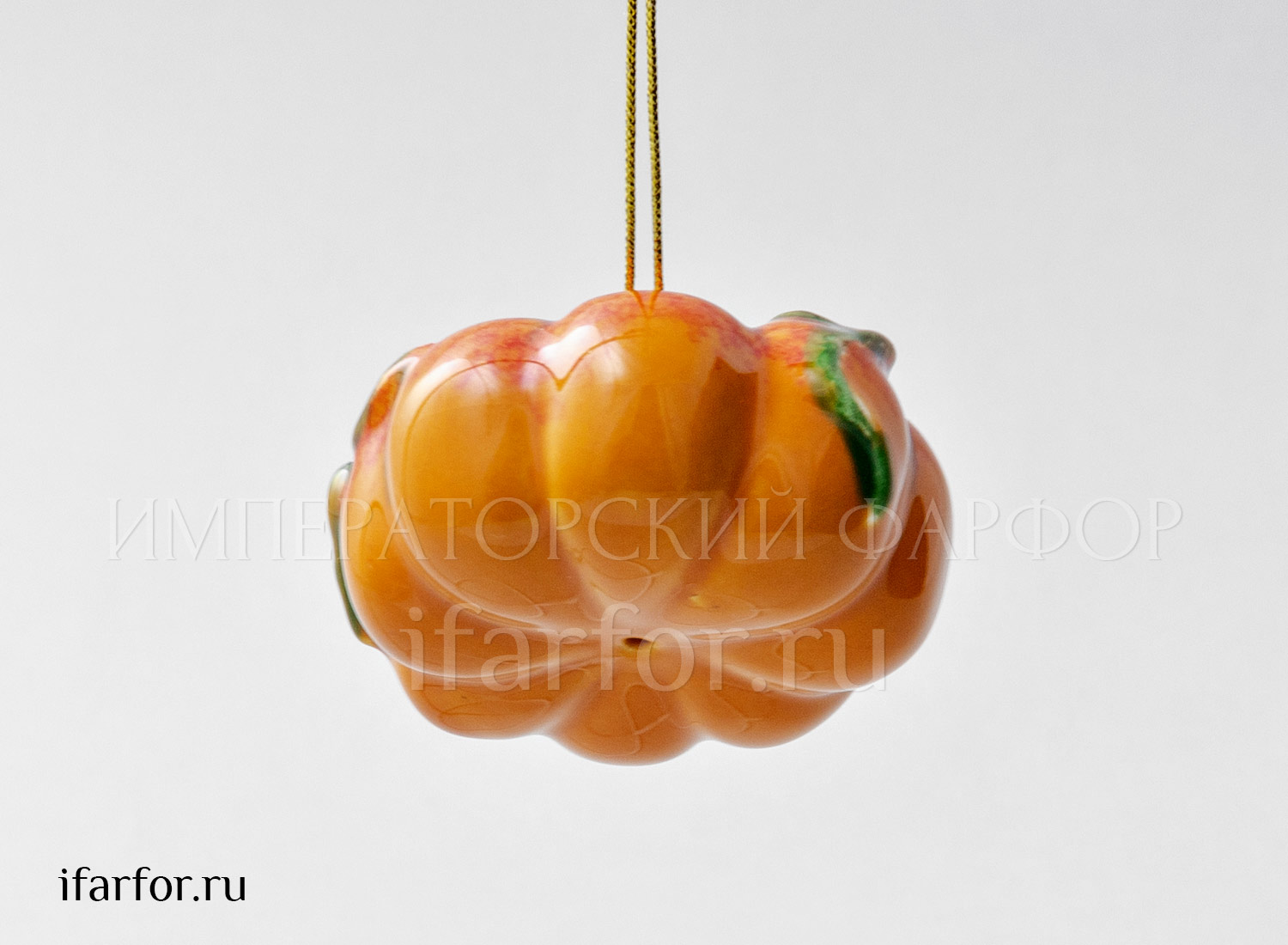 Елочная игрушка «Тыква мини» Форма: Тыква мини. Майолика. 55 x 35 мм.