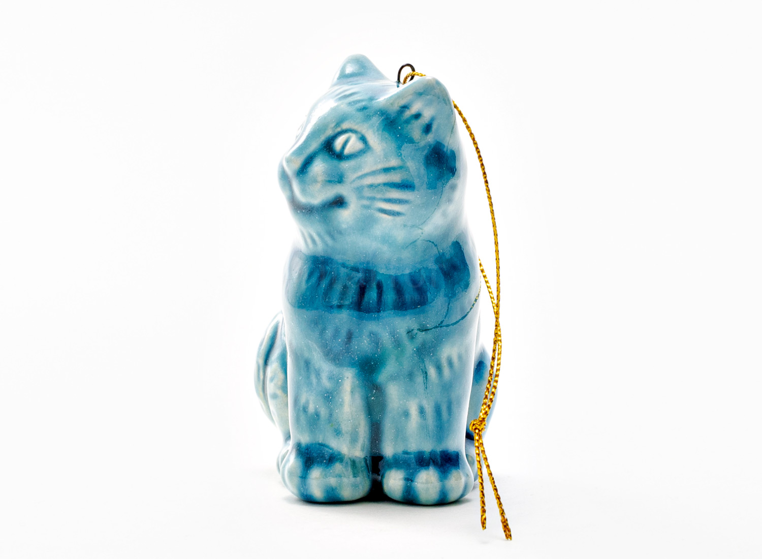 Елочная игрушка «Котик» Майолика. 55 x 85 мм.