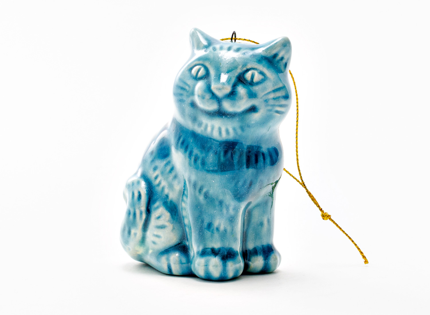 Елочная игрушка «Котик» Майолика. 55 x 85 мм.