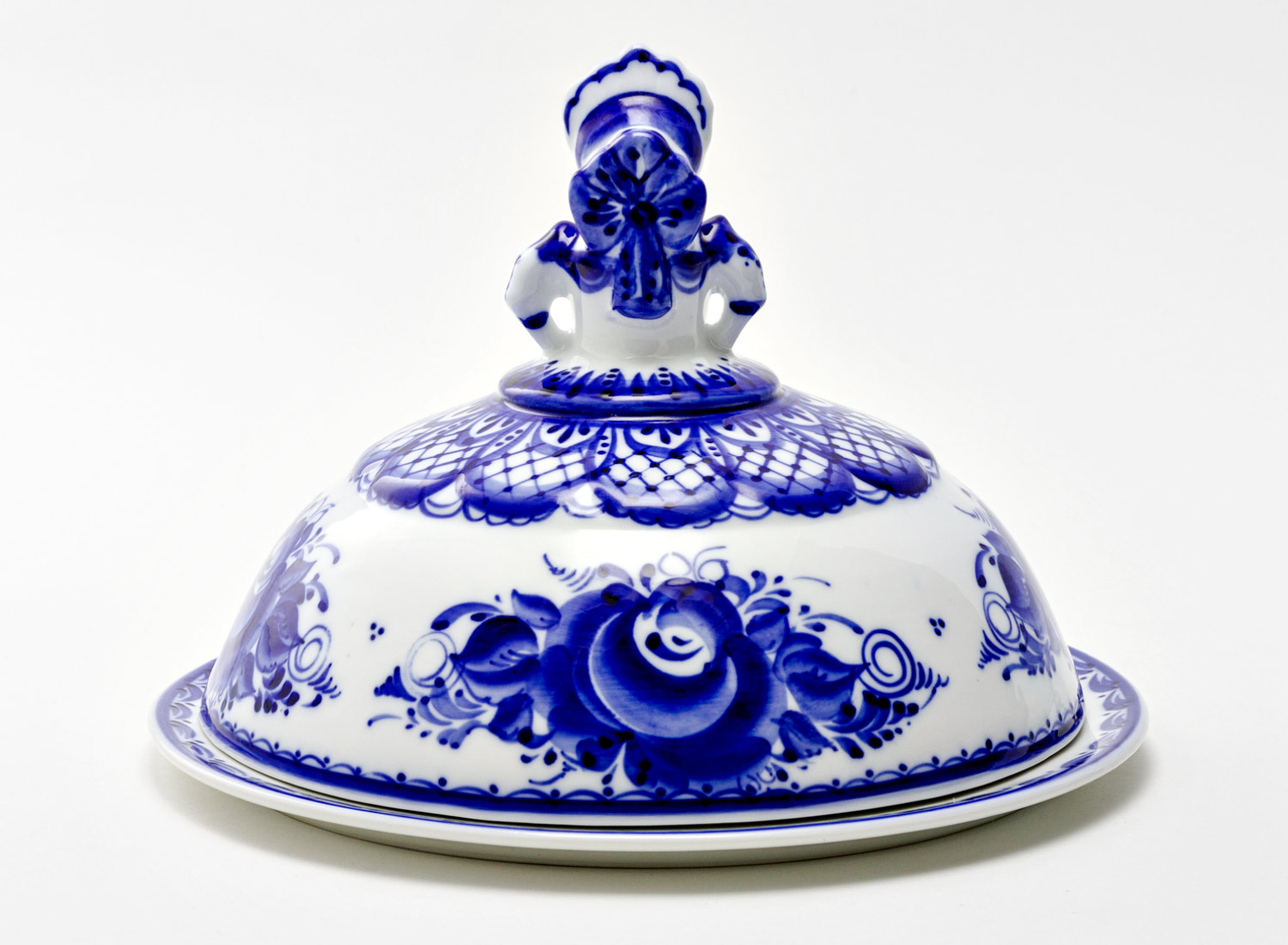 Блинница «Гжель» Фарфор. 235 x 180 мм.