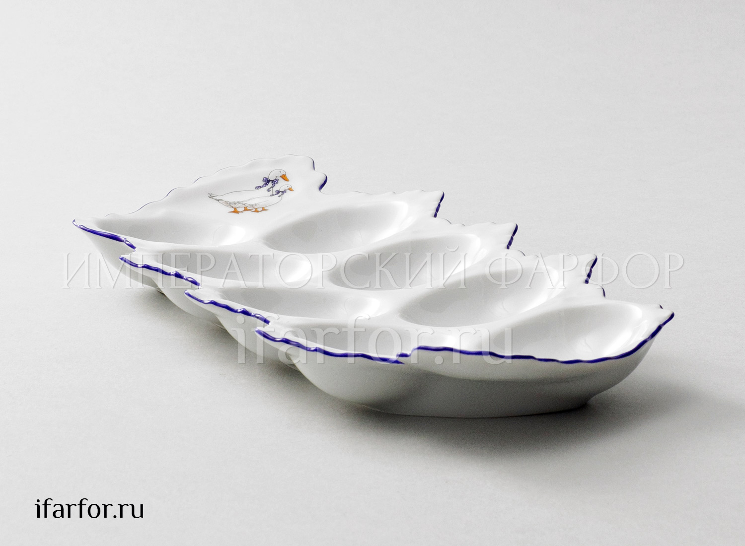 Поднос для яиц «Корона Гуси 1» Форма: Корона Лоток на 8 яиц. Фарфор. 250 мм.