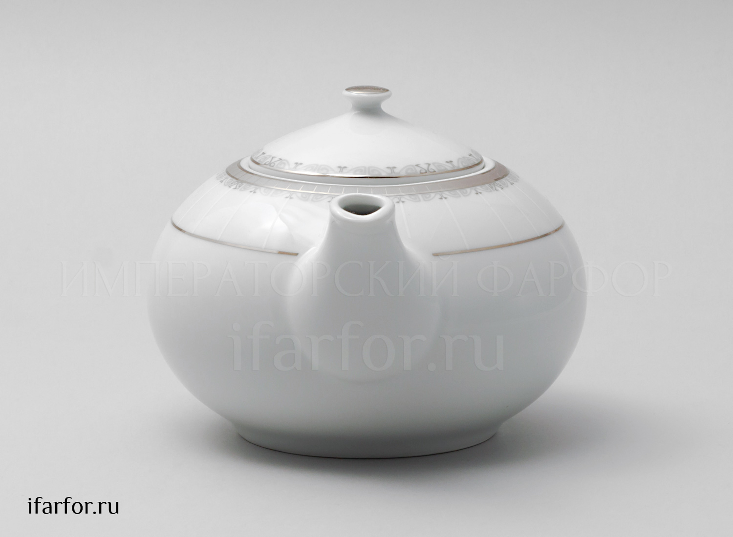 Чайник заварочный «Платиновая лента» Форма: Опал. Фарфор. 1200 мл.