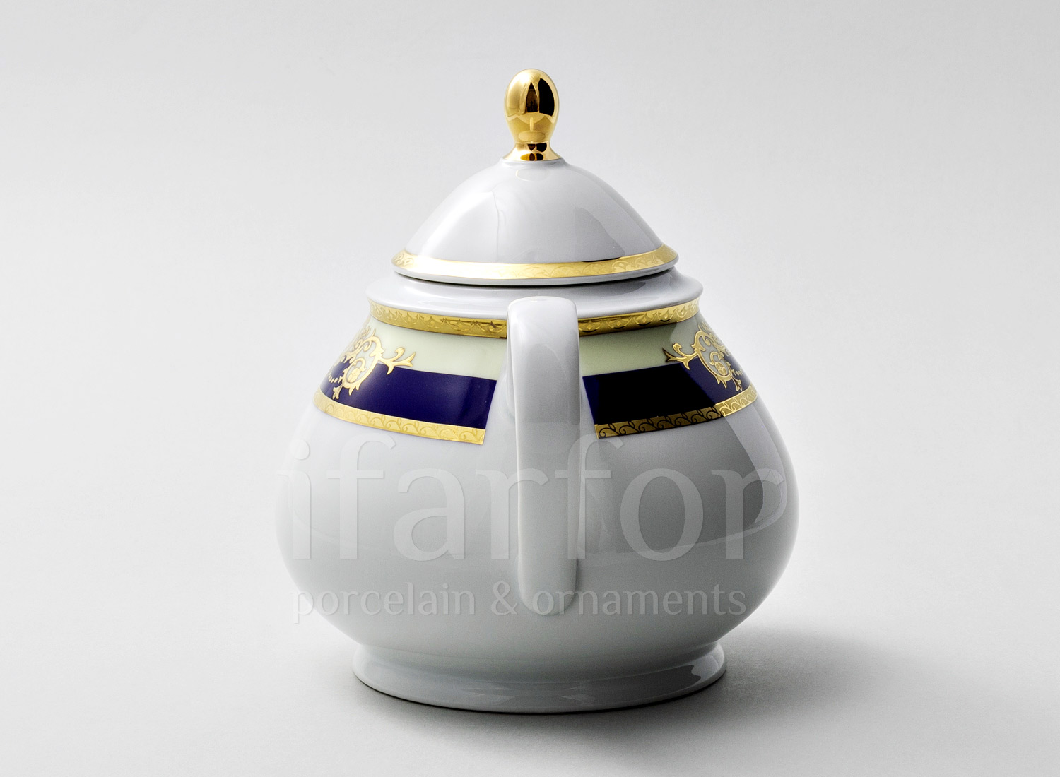 Чайник заварочный «Кобальтовая лента» Форма: Яна. Фарфор. 1200 мл.