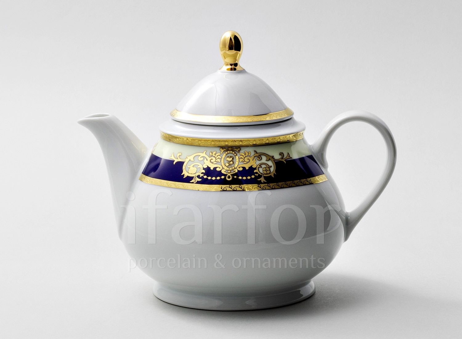 Чайник заварочный «Кобальтовая лента» Форма: Яна. Фарфор. 1200 мл.