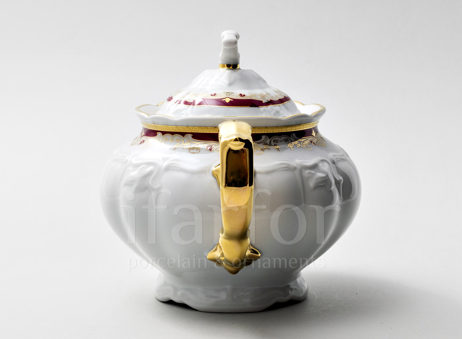 Чайник заварочный «Красная лилия» Форма: Мария Луиза. Фарфор. 1600 мл.