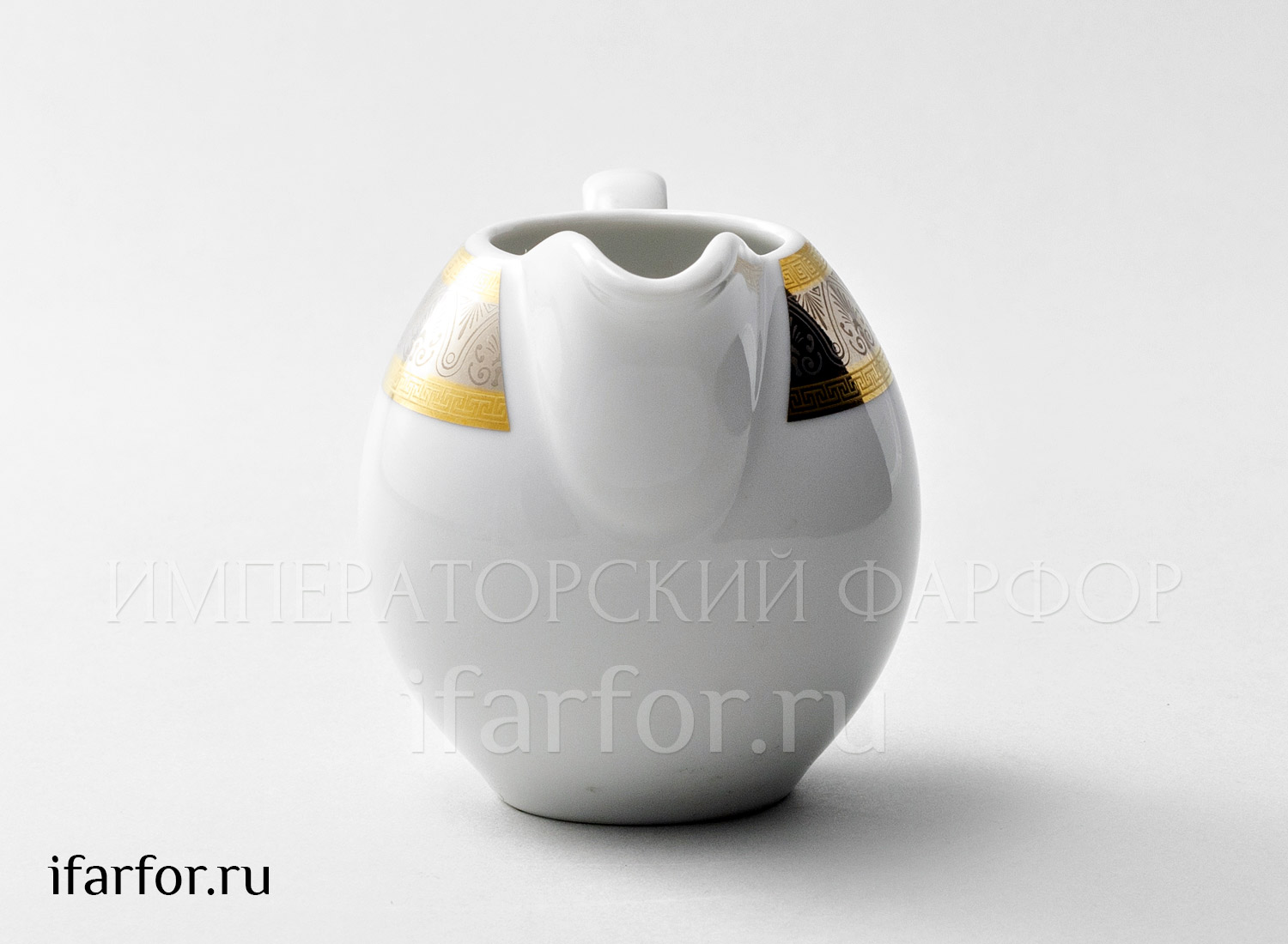Сливочник «Широкий кант платина золото» Форма: Опал. Фарфор. 200 мл.