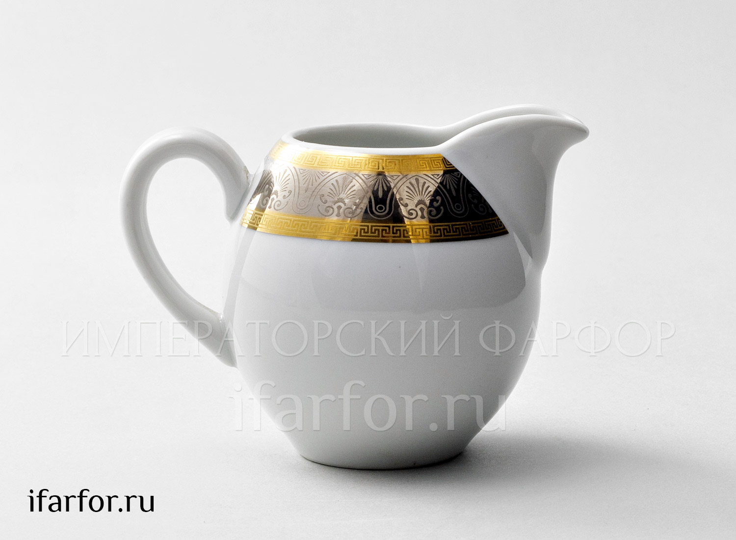 Сливочник «Широкий кант платина золото» Форма: Опал. Фарфор. 200 мл.