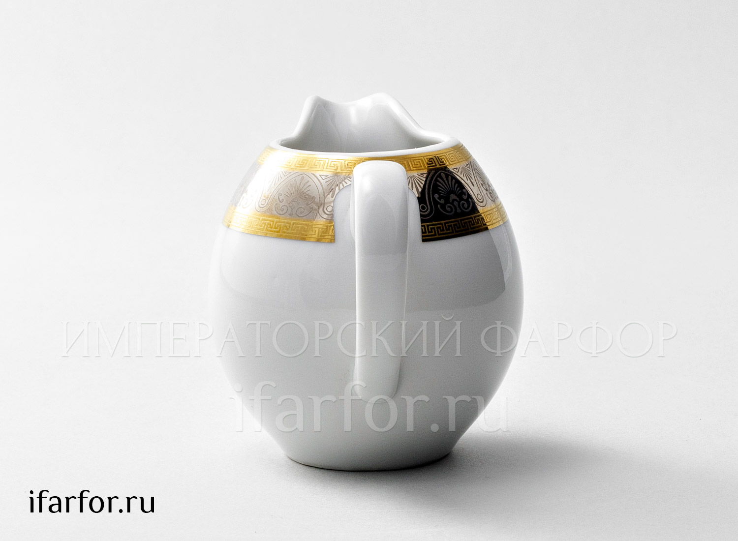 Сливочник «Широкий кант платина золото» Форма: Опал. Фарфор. 200 мл.