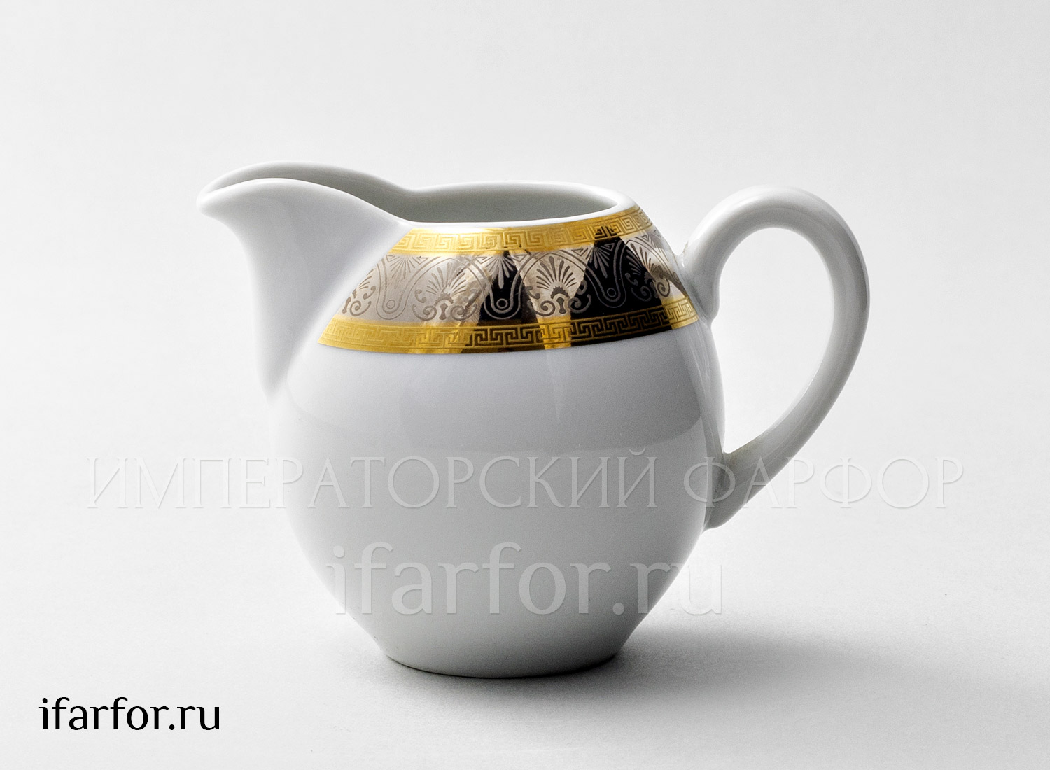 Сливочник «Широкий кант платина золото» Форма: Опал. Фарфор. 200 мл.