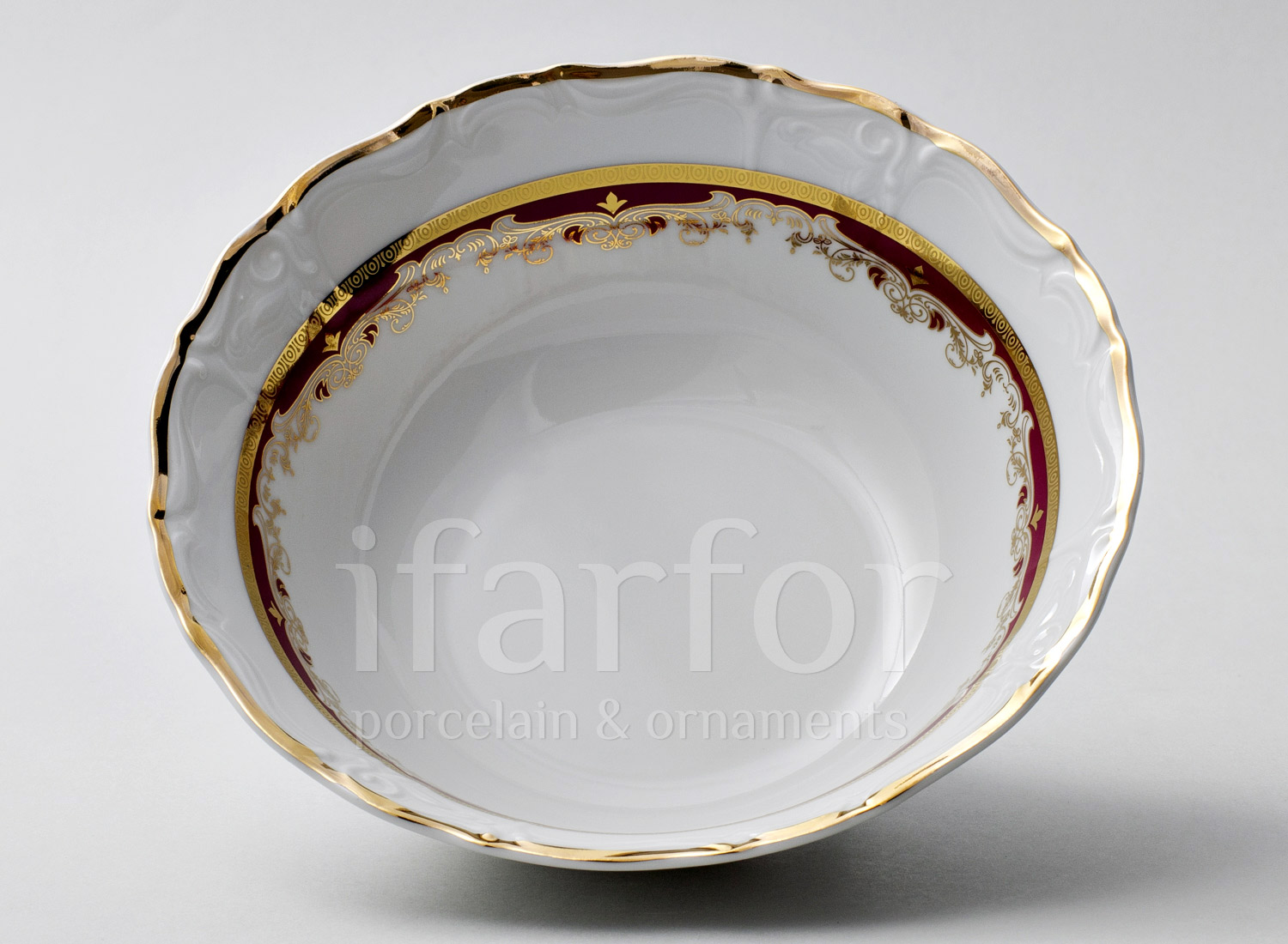 Салатник «Красная лилия» Форма: Мария Луиза. Фарфор. 190 мм.