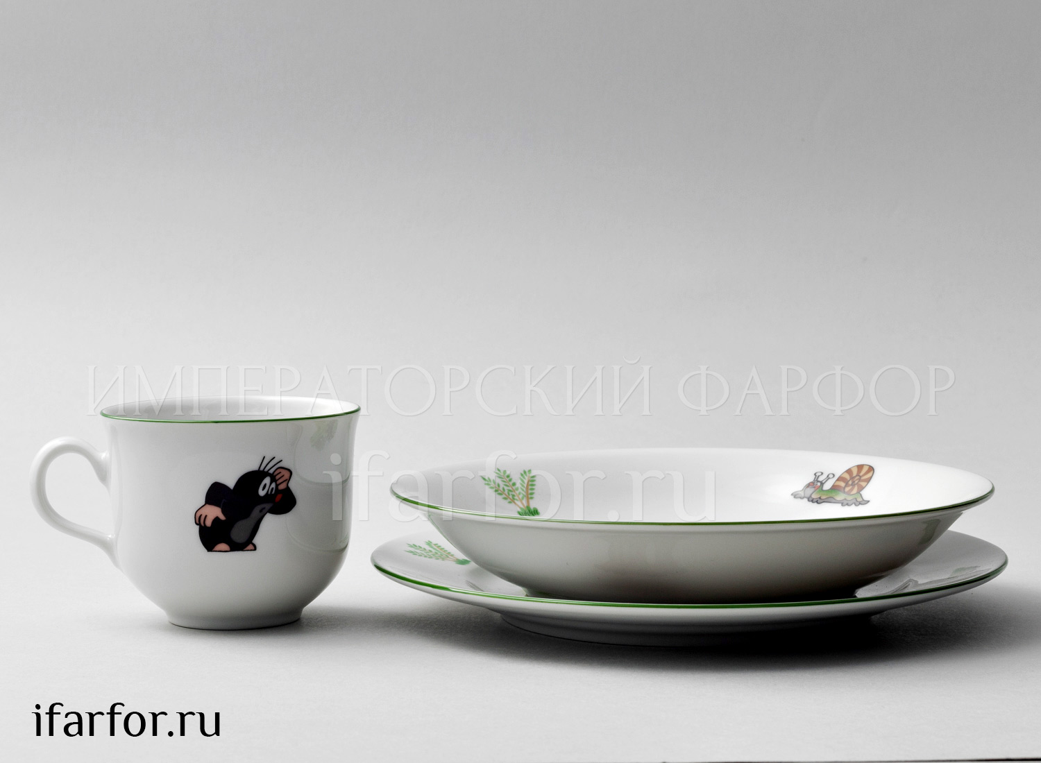 Комплект детский в подарочной коробке «Крот и улитка» 1/3 Форма: THUN. Фарфор. 220 мм.
