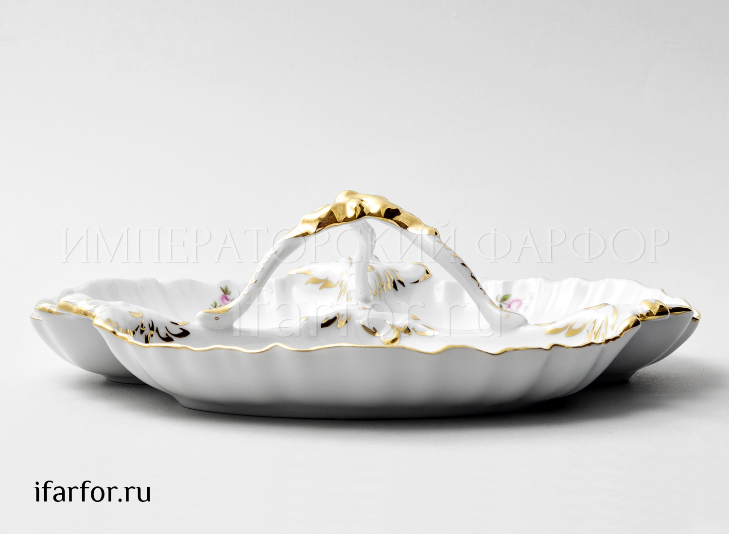Менажница «Корона Полевой цветок» Форма: Queens crown. Фарфор. 300 мм.