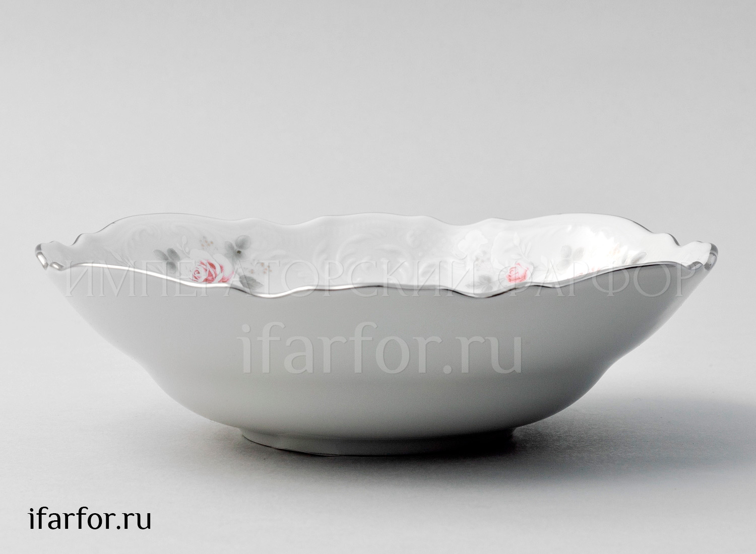Салатник «Бернадотт Серая роза платина» Форма: Бернадотт. Фарфор. 190 мм.