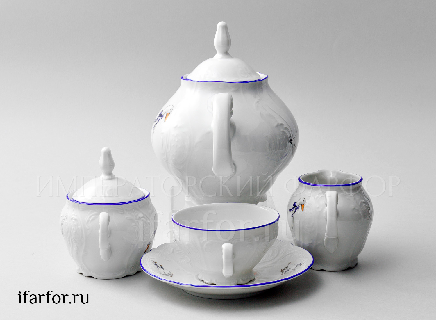 Сервиз чайный «Бернадотт Гуси» 6/17 Форма: Бернадотт. Фарфор