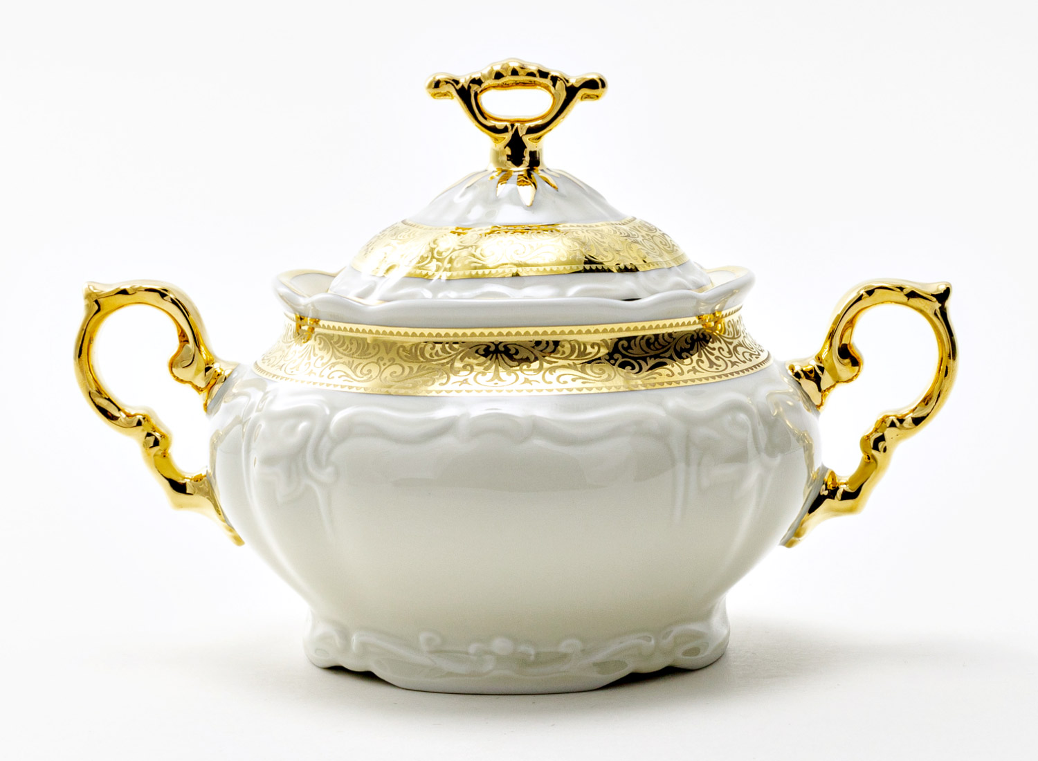 Сахарница «Золотая лента Ivory» Форма: Мария Луиза. Фарфор. 350 мл.